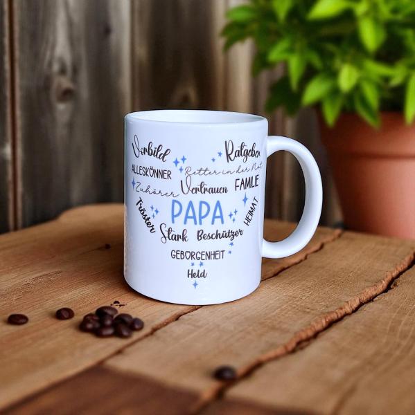 Papa - Keramiktasse - personalisiert - Namenstasse - Vatertag - Kaffeetasse - Kaffeebecher - Teetasse - Artikel-Nr. 1100009